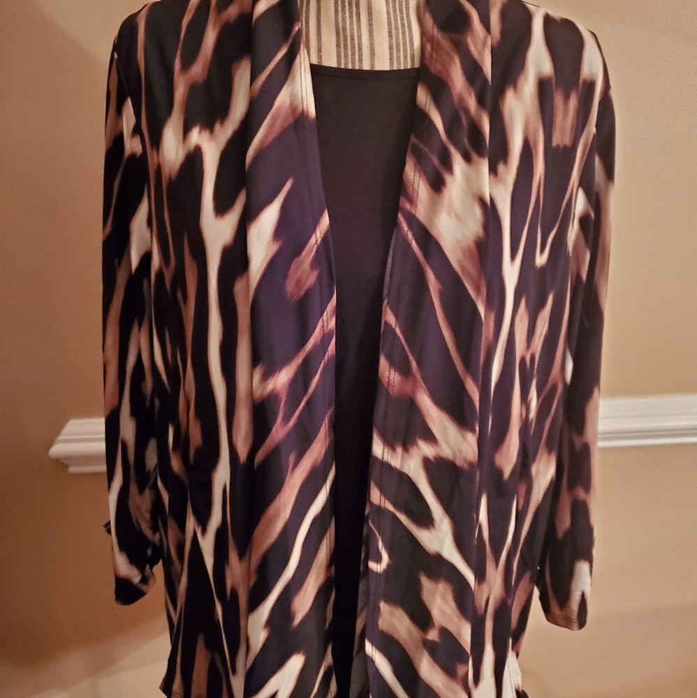 Chicos Leopard Print Drape Jacket